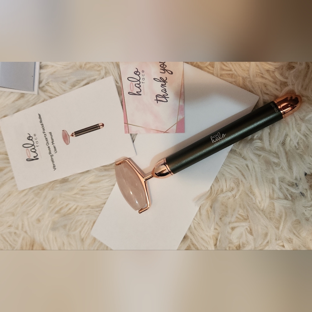 Halo Pink Quartz Roller with Vibrating Black Handle